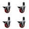 Service Caster 3.5'' Red Poly Swivel 1-5/8'' Expanding Stem Caster Set with Brake, 4PK SCC-EX20S3514-PPUB-RED-PLB-158-4 - alternate 1